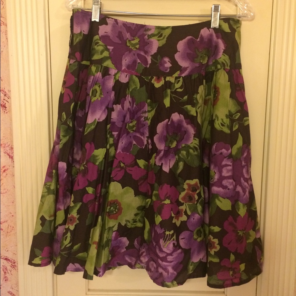 Purple floral knee length skirt